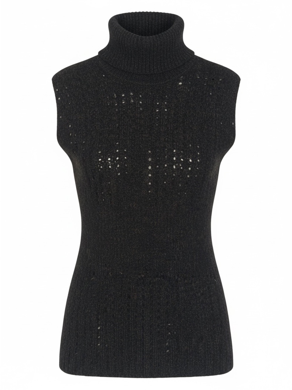 Cache Black Sleeveless Turtleneck Knit Shell
